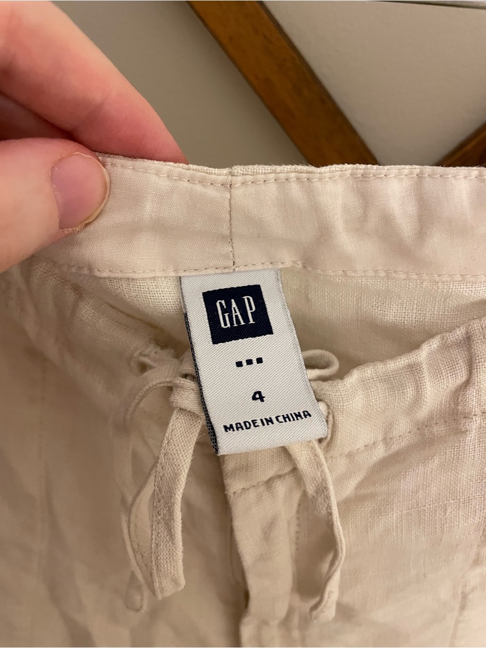 GAP Cream Linen Drawstring Pants - Picture 2 of 4